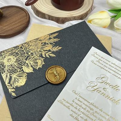 300 Pcs Embossed Envelope Seals Stickers Heart Wedding Stickers Gold  Self-Adhesive Wax Stickers for Wedding Invitations, Greeting Cards (Gold,  Silver