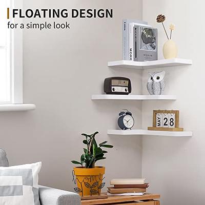 Solid Wood Corner Shelf Wall Mount Floating Shelves Bathroom