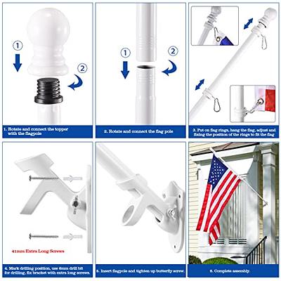 Kigley 24 Pcs Plastic Flag Pole Rings with Bearings 360 Degree Rotating  Anti Wrap Flag Mounting