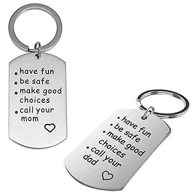 1pc Stainless Steel Be Safe Have Fun Don't Do Stupid Shit Keychain Mom Gift  To son, Graduation Keychain