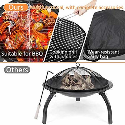 Yaheetech 32in Fire Pit Outdoor Wood Burning Firepits Outdoor Fireplace  with 18.5 Inch Swivel Cooking Grill Grate & Poker Fire Bowl for Camping