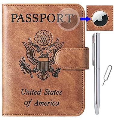 AirTag Passport Holder, RFID Blocking Passport Wallet with Air Tag Holder,  Travel Essentials Case for Women Men