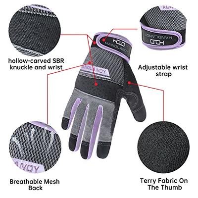 Handlandy Work Gloves Men & Women Utility Mechanic Working Gloves Touch Screen Flexible Breathable Yard Work Gloves (Medium Grey)