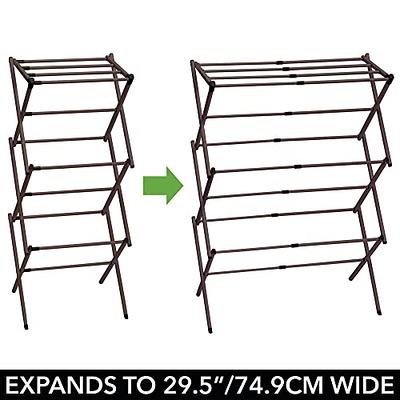 mDesign Steel Wall Mount Accordion Expandable Clothes Air Drying Rack -  Bronze