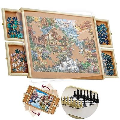 CREATIVE HOBBIES 1000 Piece Rotating Puzzle Board with 4 Drawers and Cover  22x30Portable Wooden Jigsaw Puzzle Table for Adults Portable, Spinning  Puzzle Boards Birthday Gift 