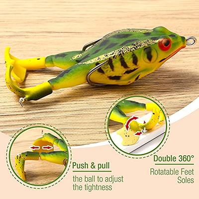 Leitee 10 Pieces Topwater Frog Fishing Lure Floating Bait Weedless