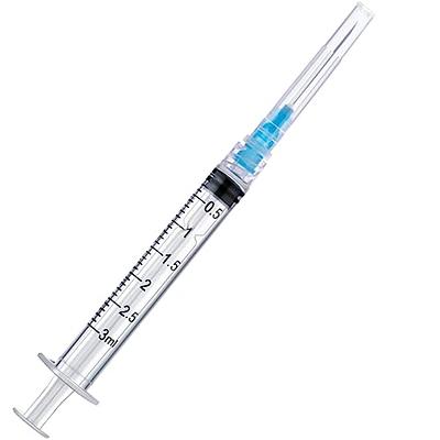 2.5ml Disposable Luer Lock Syringes with 25G 1 Inch Needle Individual  Package - Pack of 100