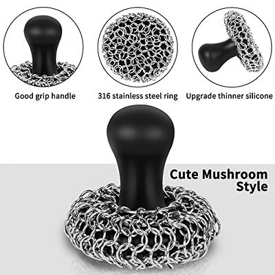 Herda 316L Cast Iron Scrubber, Skillet Chainmail Scrubber for Cast Iron Pan  - Chain Mail Scrubber Cast Iron Sponge - Metal Scrubber Cast Iron Skillet