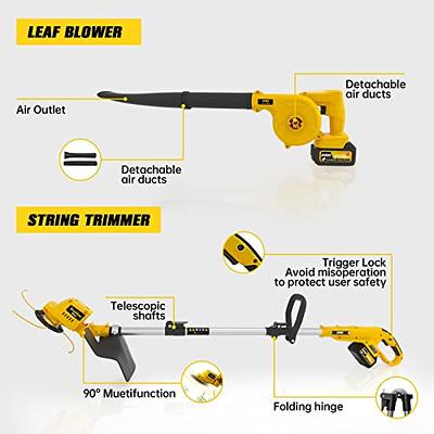  2 IN 1 Brushless Electric Weed Wacker & Leaf Blower, 2PCS 21V  3.0Ah Batteries with Fast Charger, IMOUMLIVE Cordless String Trimmer, 3  Types of Blades, 90° Adjustable Head, Cutter for