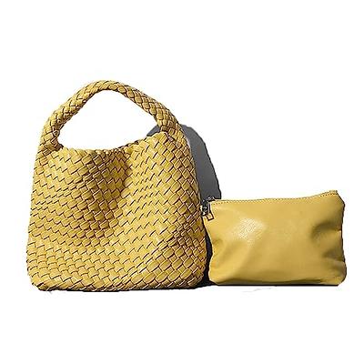 Women Vegan Leather Hand-Woven Tote Handbag Top-handle Bag Tote