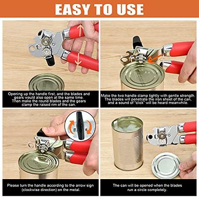 Can Opener Manual, Can Opener with Magnet, Hand Can Opener with Sharp Blade  Smooth Edge, Handheld Can Openers with Big Effort-Saving Knob, Can Opener