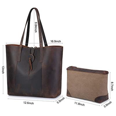 S-ZONE Women's Vintage Genuine Leather Tote