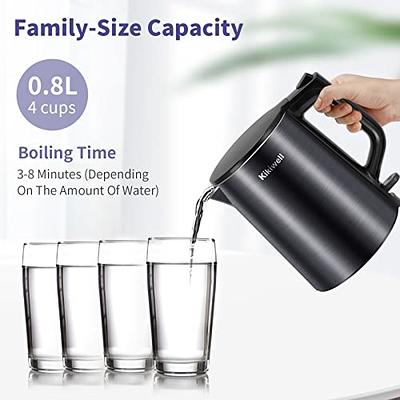 0.8L Small Portable Electric Kettles for Boiling Water, Mini Stainless  Steel Travel Kettle, Portable Mini Hot Water Boiler Heater, Quiet Fast Boil