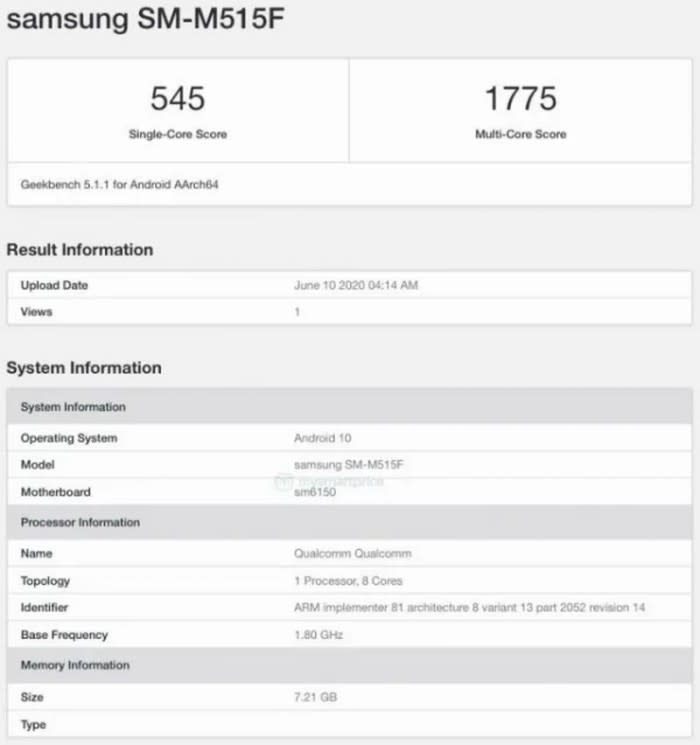 Galaxy M51 在geekbench 露出 Yahoo奇摩股市