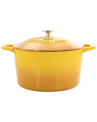  MARTHA STEWART Gatwick 7 QT Enamel Cast Iron Dutch Oven, Linen  w/Gold Knob: Home & Kitchen