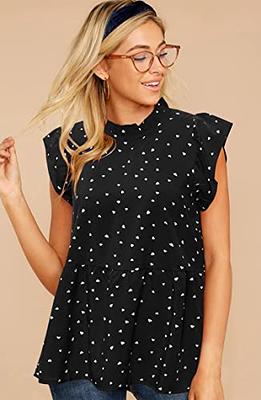 CAPE SLEEVE POLKA DOT BLOUSE - Black / White