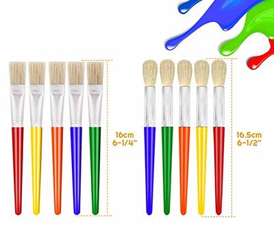 Toddler Paint Brushes 24 Pack, Hog Bristle Round And Flat Preschool Paint  Brushes For Washable Paint