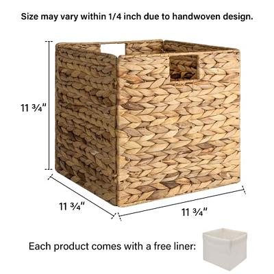 StorageWorks Wicker Basket, Baskets for Organizing, Storage Basket with  Built-in Handles, Water Hyacinth Shelves (Medium 2-Pack, Natural Hyacinth)