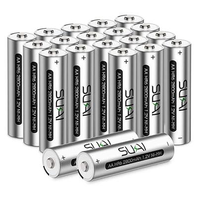 Basics 4-Pack Rechargeable AA NiMH High-Capacity Batteries, 2400  mAh, Recharge up to 400x Times, Pre-Charged