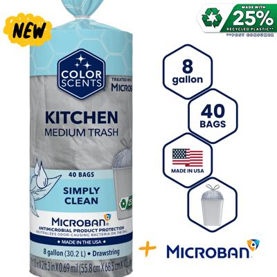 Color Scents with Microban® 8-Gallon Drawstring Trash Bags, Simply Clean  Scent, 40 Bags - Yahoo Shopping