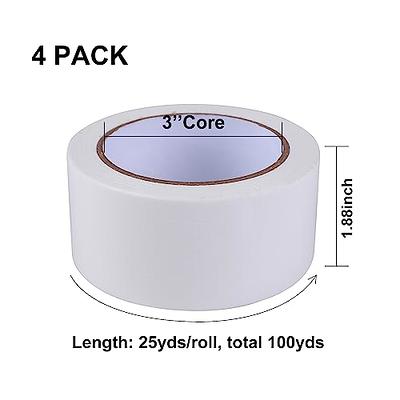Clickslock 4 Pack Heavy Duty White Duct Tape, 1.88 Inches x 25 Yards  Waterproof No Residue Strong Adhesive Industrial Grade Duct Tape,  All-Weather and