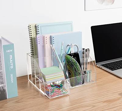 Office Desk Organizer, White Acrylic, with Drawer, 9 Compartments, All in  One Office Supplies and Cool Desk Accessories Organizer, Pen Holder,  Enhance Your Office Decor Desktop Organizer (White) 