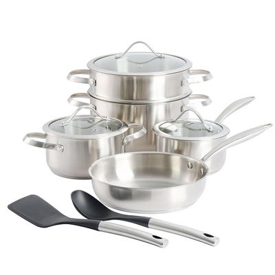 Ninja Foodi NeverStick Stainless 10-Piece Cookware Set, Silver