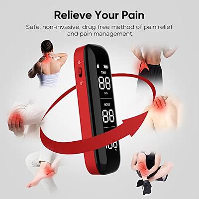 TENS Unit Muscle Stimulator, EMS Massager Machine for Shoulder, Neck,  Sciatica and Back Pain Relief, Electronic Pulse Massage Physical Therapy,  Red