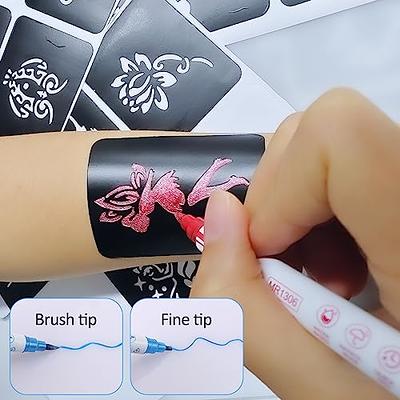 Ponhey Temporary Tattoo Markers, 10 Body Markers + 201 Large Tattoo  Stencils for Kids and Adults, Skin-safe and Coloured Ink Double-ended  Tattoo Pens