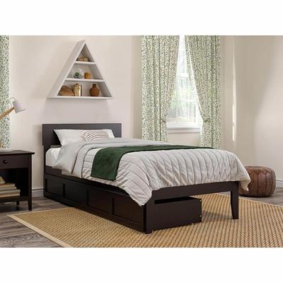 AFI Concord Twin XL Platform Bed with Flat Panel Foot Board and 2