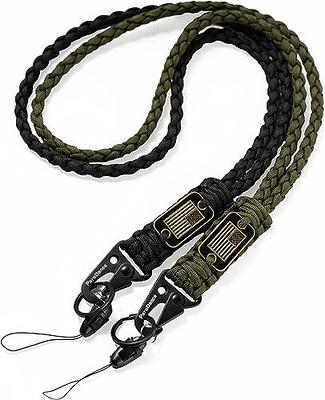 Heavy Duty Braided 550 Paracord Neck Lanyard Keychain for Men Women Outdoor  Survival, Parachute Rope Necklace Keychains with HK Clip Key Ring for ID  Card Badge Holder, Camera, Wallet and Keys (Red) 