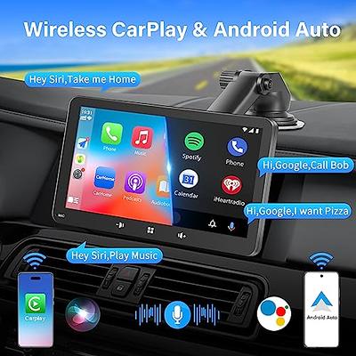 Portable Car Stereo Compatible with Wireless Apple Carplay/Android Auto 7  IPS Touchscreen Mirror Link 1080p Backup Camera GPS Navigation Siri/Google  Voice Control Bluetooth AUX 