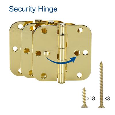 RELIABILT 3-1/2-in H x 5/8-in Radius Brignt Brass Security Interior Door  Hinge (3-Pack)