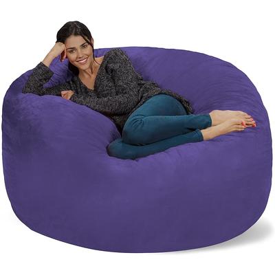 6-foot Soft White Fur Large Oval Microfiber Memory Foam Bean Bag Chair - On  Sale - Bed Bath & Beyond - 8502975