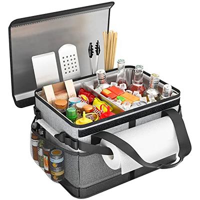 Lorbro Large Grill Utensil Caddy with Drawer, Picnic Camping Caddy with  Paper Towel Holder, BBQ Organizer for Grilling Tool, Ideal Organizer for