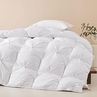 SNOWMAN All-Season 75% Down Comforter King Size, Fluffy Duvet Insert with 8  Corner Tabs, Durable Down Proof Cotton Blended Fabric and 3D Baffle Box