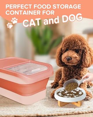 Collapsible Dog Food Storage Container,10-13 LB Large Airtight Pet Cat Food Containers  Bin with Lids, Foldable Kitchen Cereal Rice Storage Bin with Measuring Cup  and Silicone Bowl, Red