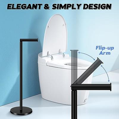 Freestanding Stainless Steel Toilet Paper Holder in Matte Black