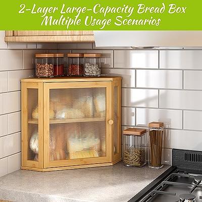 2 Pack Large Bread Box for Kitchen Countertop, Airtight Bread