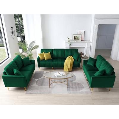 2 Piece Velvet Upholstered Sofa Sets, Loveseat and 3 Seat Couch