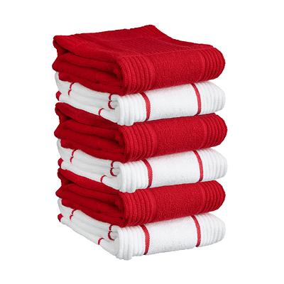 T-fal Two Pack Solid and Stripe Waffle Kitchen Towels 