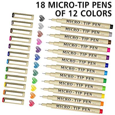 artist pens 0.4mm tip, assorted colors 18-count