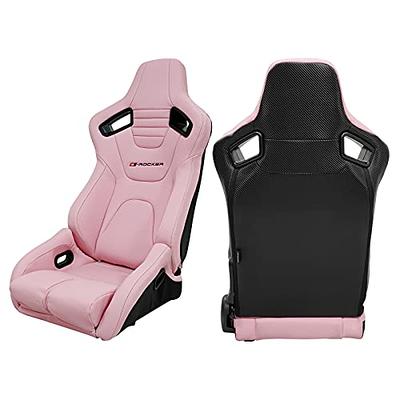  IKON MOTORSPORTS, Universal Bucket Racing Seats Left Driver  Side with Dual Slider, White PU Leather Reclinable : Automotive