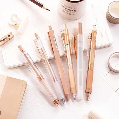 Terdey Gel Pens Set Cute Pens, Kawaii School Supplies Retractable Gel Ink  Black Novelty Pens with 1 Pack Color Highlighter Suitable for School Home  Office Writing Fine Point 0.5mm(6 Pieces) (Brown) 