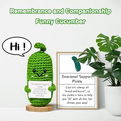Handmade Green Smiling Stuffed Friendship Emotional Support Pickle Knit  Cucumber