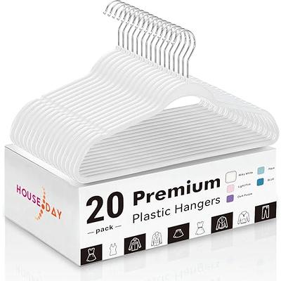 HOUSE DAY 20 Pack Plastic Hangers, White Hangers Extra Wide with