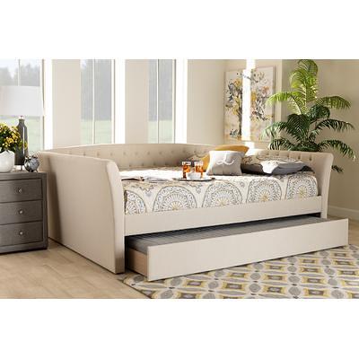 Baxton Studio Delora Modern Beige Fabric Queen Size Daybed w Roll