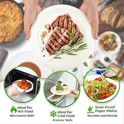 250 Piece (50 Sets) Biodegradable Paper Plates Set (EXTRA LONG UTENSILS),  Disposable Dinnerware Set, Eco Friendly Compostable Plates & Utensil  include