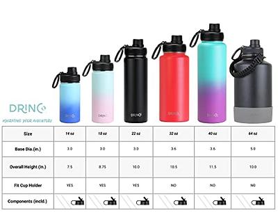 DRINCO Stainless Steel Water Bottle Spout Lid Vacuum Insulated Double Wall  Water Bottles Wide Mouth (40oz 32oz 22oz 18oz 14oz) Leak Proof Keeps Cold