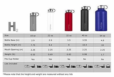 H2 HYDROLOGY Vacuum Insulated Stainless Steel Water Bottle/Straw 18oz